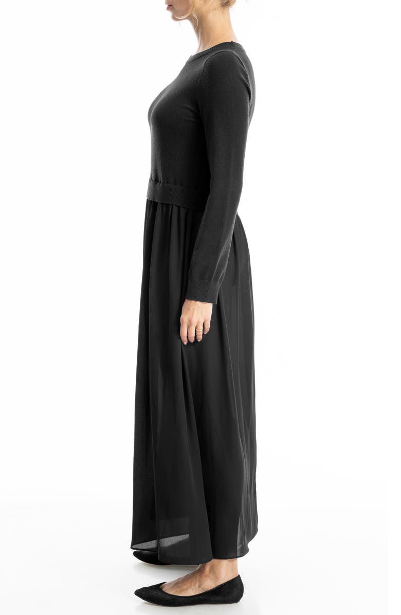 MAX STUDIO Twofer Long Sleeve Sweater Dress, Alternate, color, Black/ Black