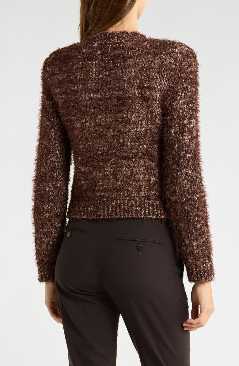 L'AGENCE Una Crop Eyelash Tweed Cardigan, Alternate, color, Chocolate Multi