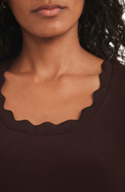 Mint Velvet Scallop Trim Midi Dress In Burgundy