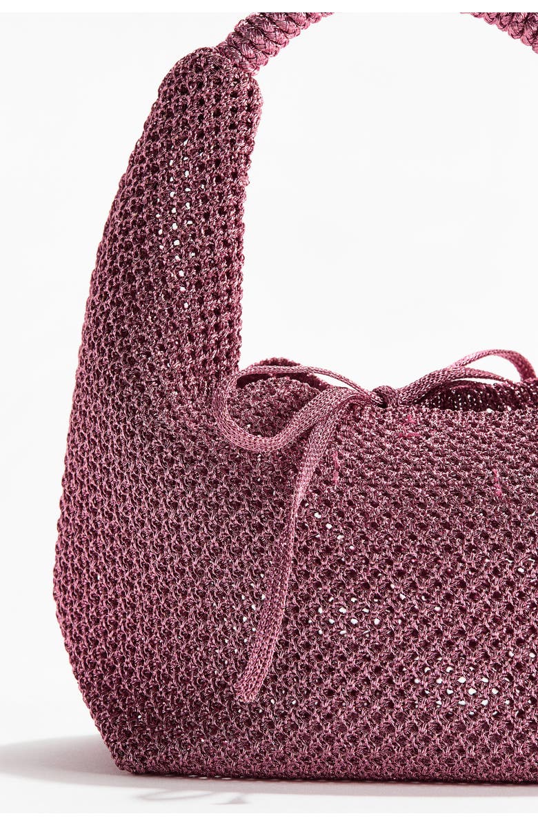 H&M Glittery Hole-knit Handbag, Alternate, color, Dusty Pink