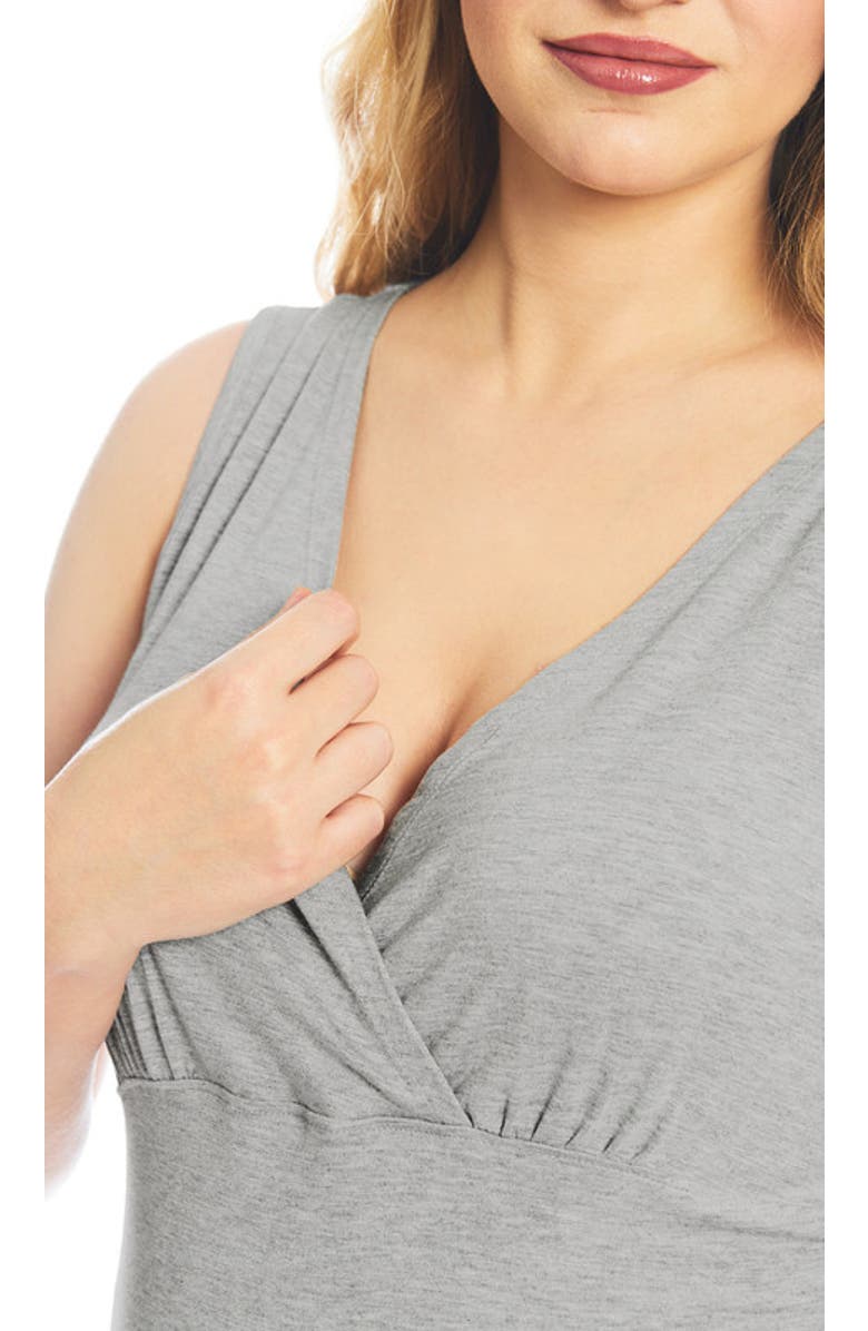 Everly Grey Analise During & After 5-Piece Maternity/Nursing Sleep Set for Mom & Baby, Alternate, color, Heather Grey Solid