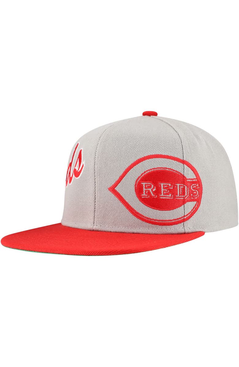 Mitchell & Ness Men's Mitchell & Ness Gray Cincinnati Reds Knock Out Panel Snapback Hat, Main, color, Gray