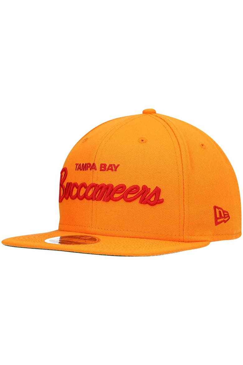 Men's New Era Orange Tampa Bay Buccaneers Script Original Fit 9FIFTY Snapback Hat, Main, color, Orange