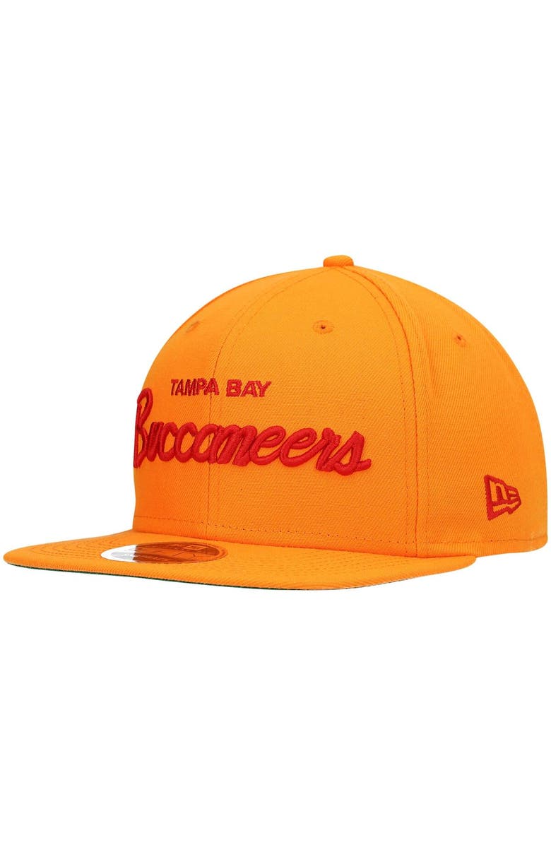 New Era Men's New Era Orange Tampa Bay Buccaneers Script Original Fit 9FIFTY Snapback Hat, Main, color, 