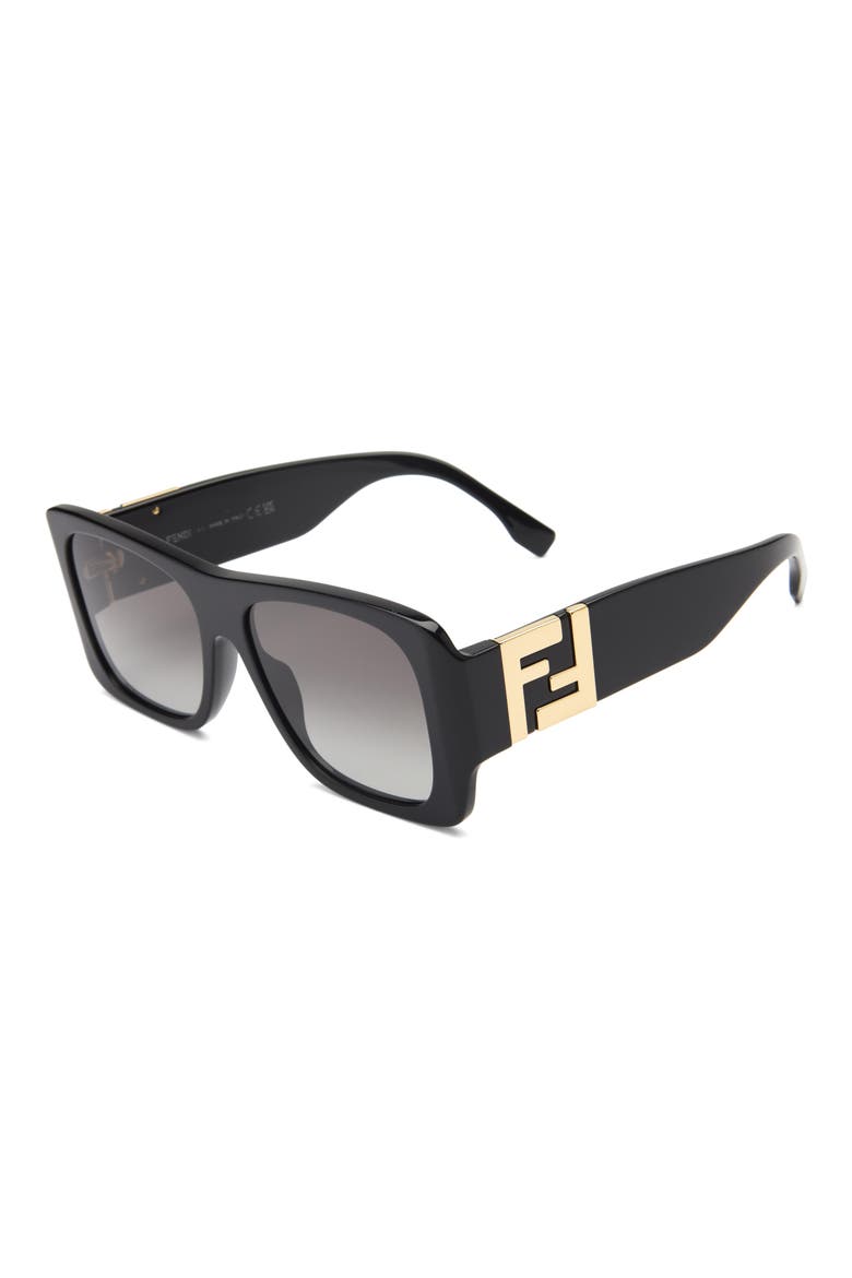 Forever Fendi Square Sunglasses, Alternate, color, SHINY BLACK / GRADIENT SMOKE