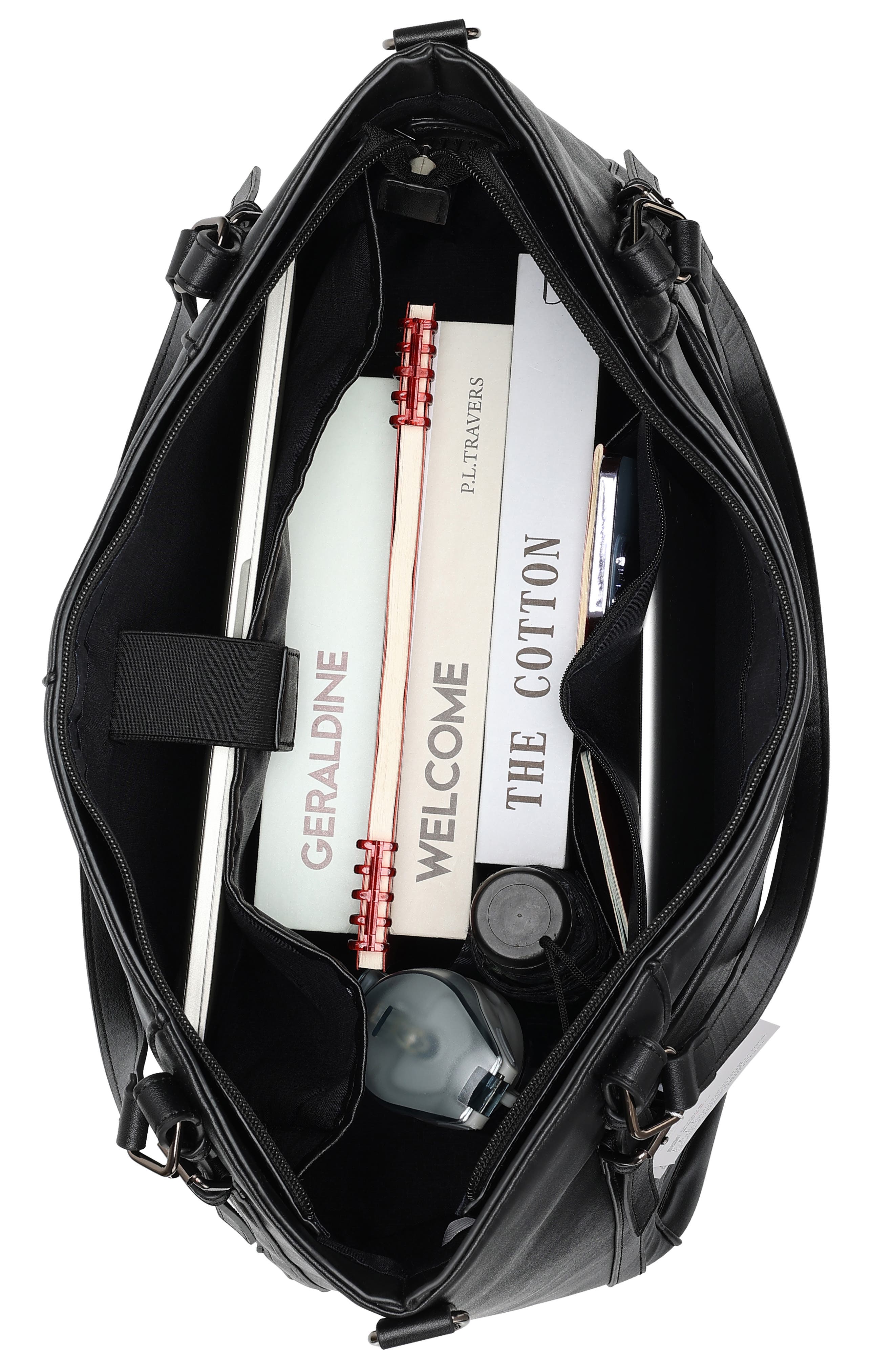 ELLE Leisure Luxe 33L Vegan Leather Weekender Duffel Bag, Alternate, color, Black