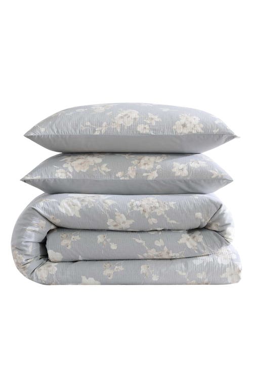 Calvin Klein Home Eternity Floral Reversible Cotton Gauze Comforter Cover & Shams Set In Blue