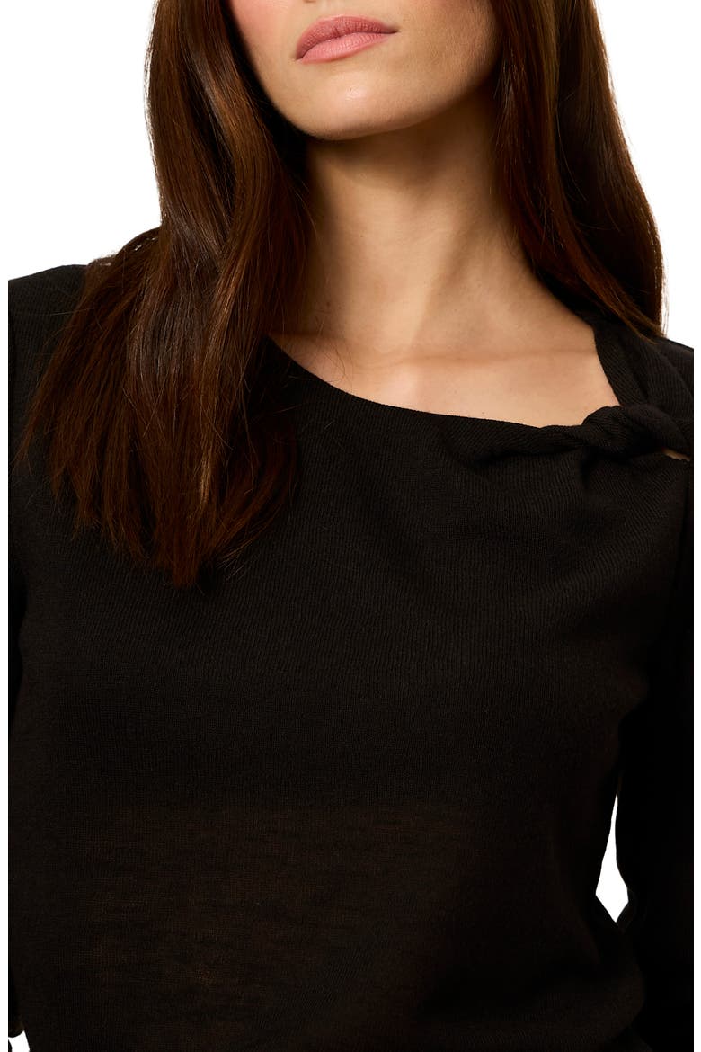 Suki Twist Detail Long Sleeve Rib Top, Alternate, color, BLACK