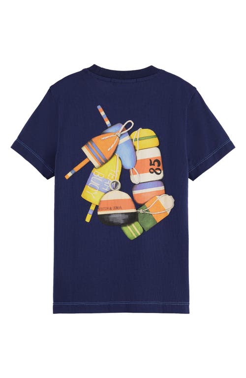 Scotch & Soda Kids' Buoy Cotton Graphic T-shirt In Navy