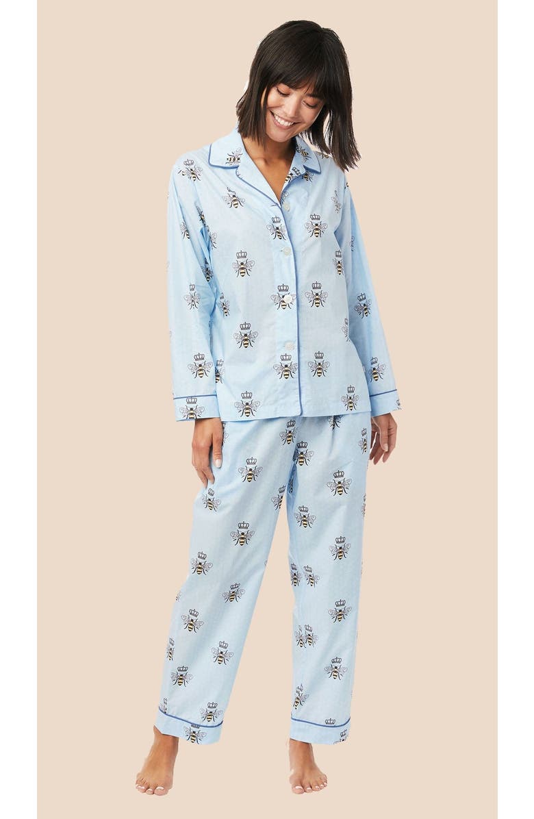 The Cat's Pajamas Luxe Pima Pajama Set Conversational, Main, color, Queen Bee Blue