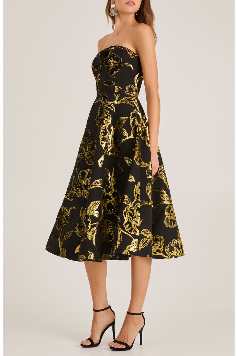 Vivi Strapless Cocktail Dress, Alternate, color, BLACK/ GOLD