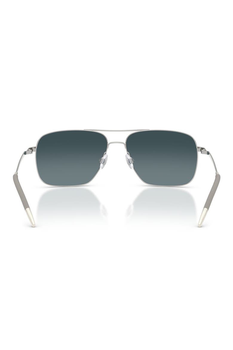 Clifton 58mm Polarized Gradient Rectangular Sunglasses, Alternate, color, SILVER / BLUE GRADIENT POLAR