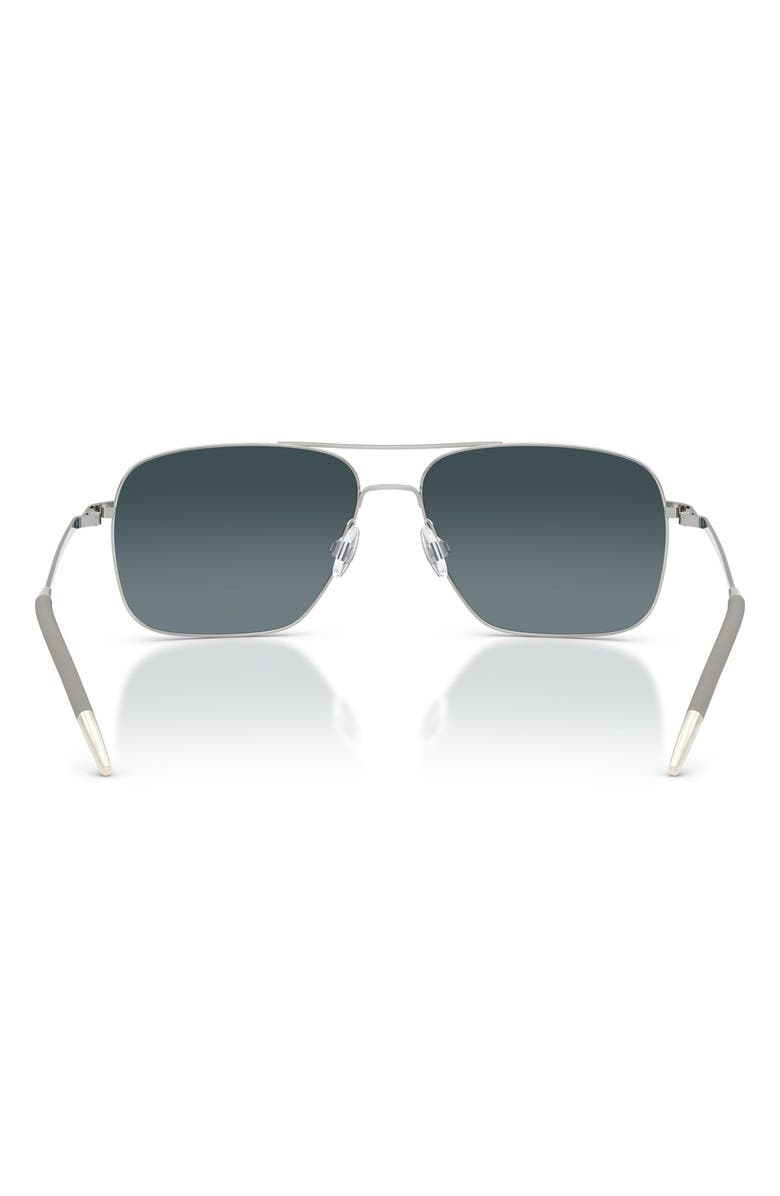 Oliver Peoples Clifton 58mm Polarized Gradient Rectangular Sunglasses, Alternate, color, Silver / Blue Gradient Polar