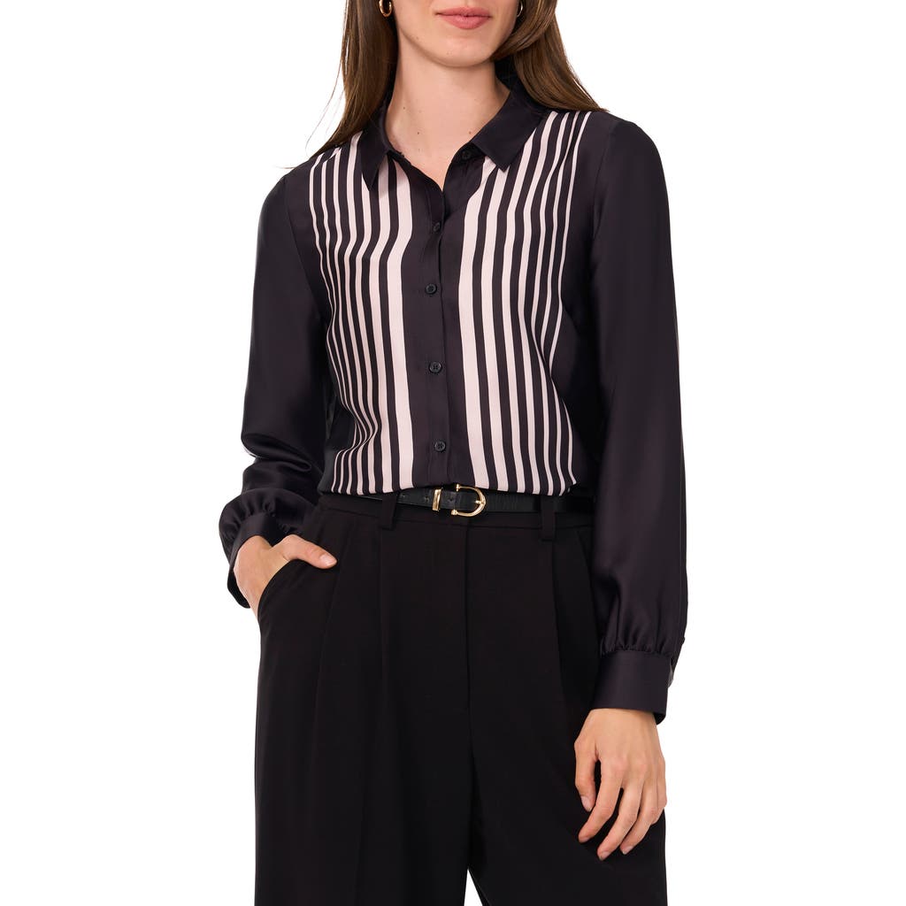 Halogen ® Geo Stripe Button-up Shirt In Black