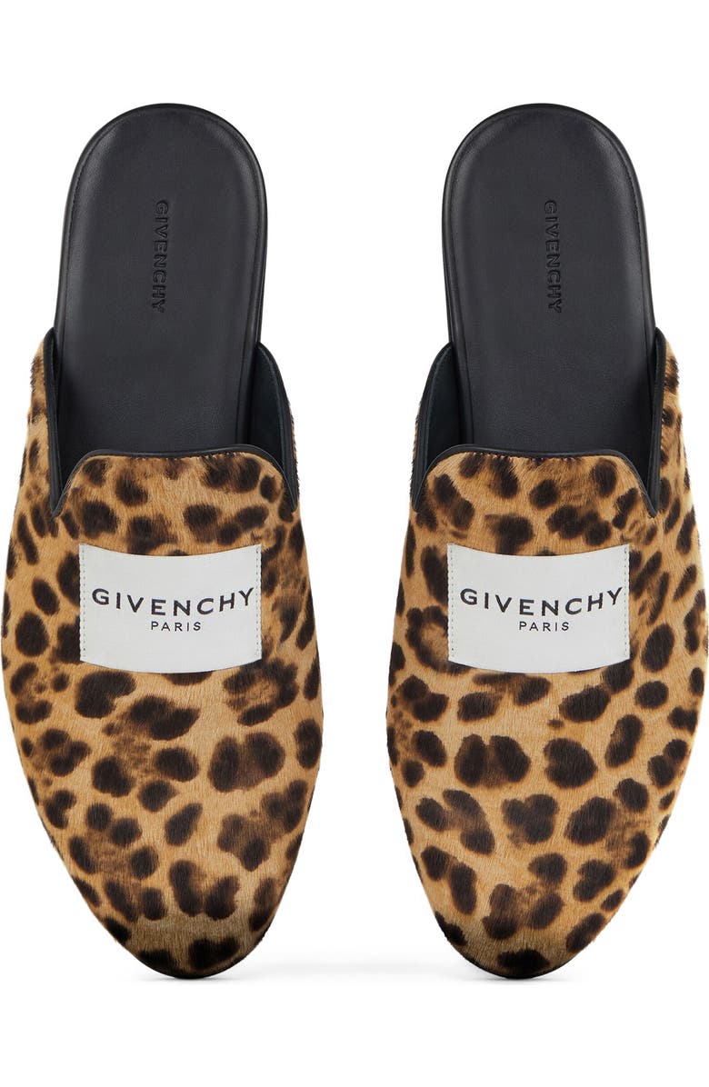 Givenchy Label Lounge Slipper Mule, Alternate, color, Black/ Beige Print Calf Hair