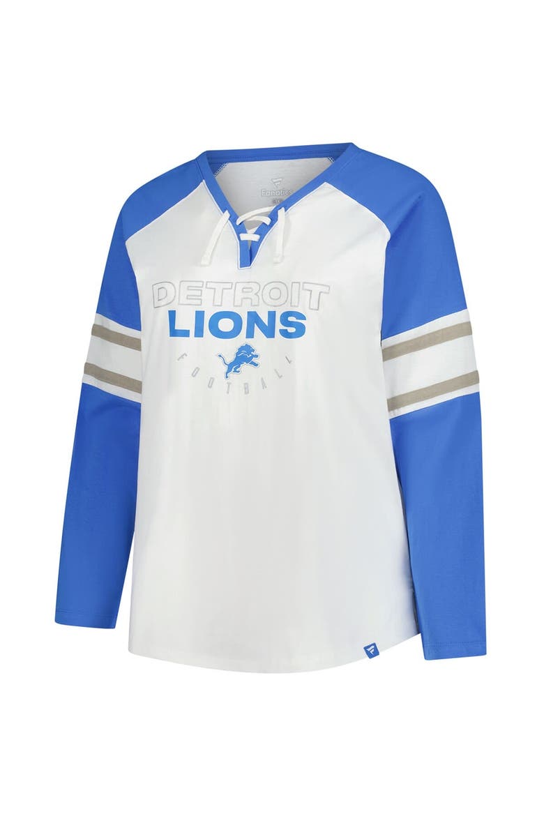 Women's Fanatics White Detroit Lions Plus Size Redzone Lace Up Long Sleeve T-Shirt, Alternate, color, White