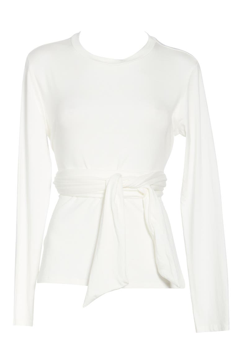 Tie Front Long Sleeve Knit Top, Alternate, color, IVORY
