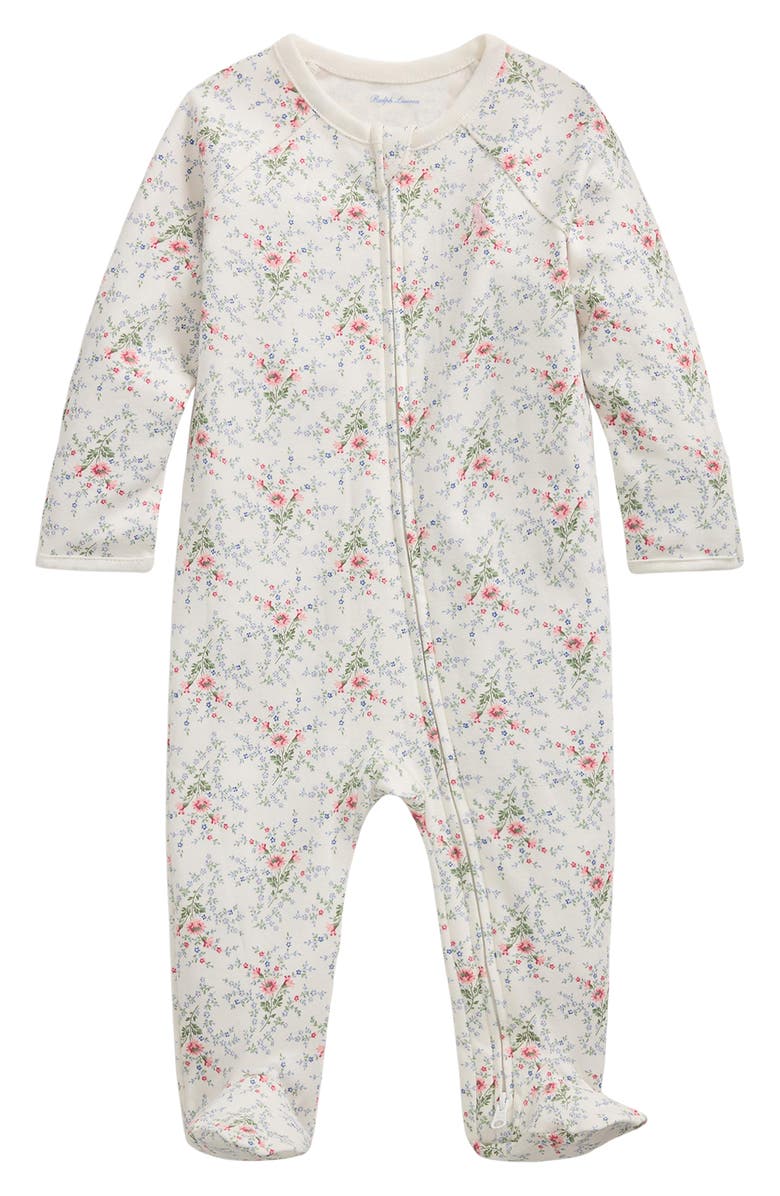 Ralph Lauren Floral Print Cotton Footie, Main, color, 