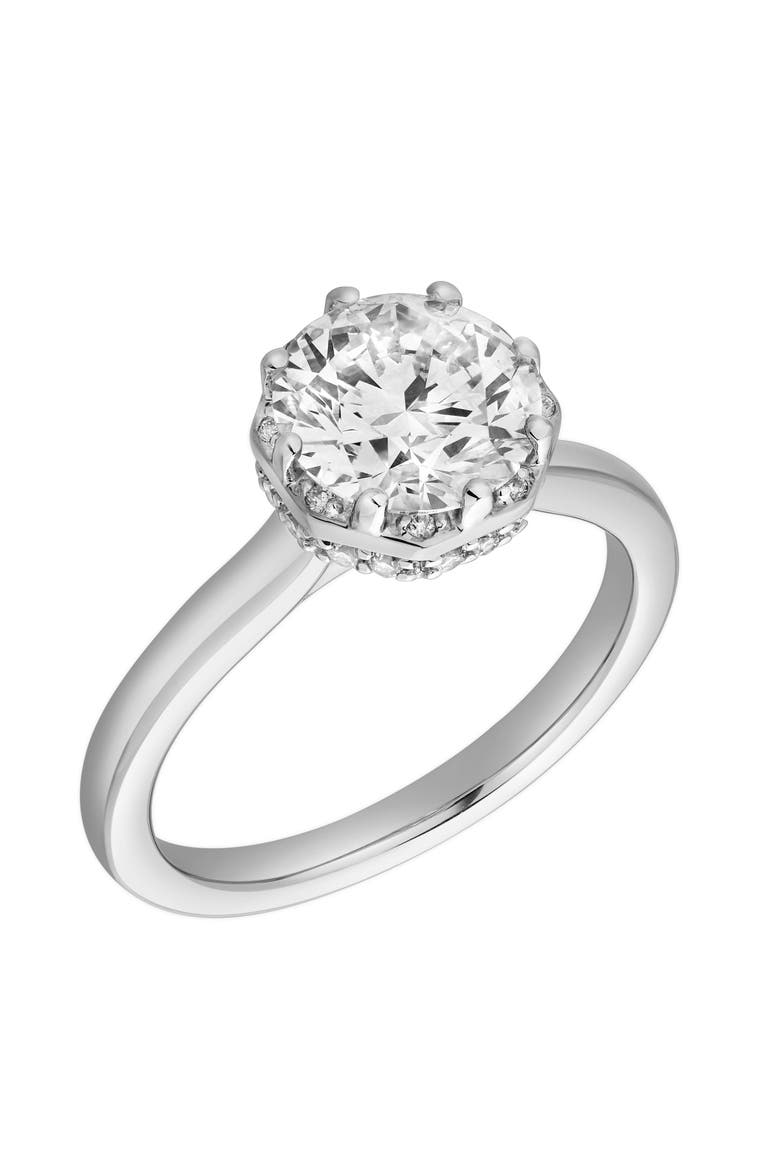 Tiarae 14K Gold Round Cut Lab Grown Diamond Cathedral Ring - 2 ct, Alternate, color, 14K White Gold