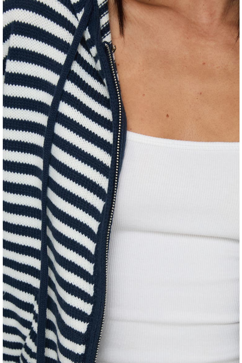 Brienna Oversize Stripe Zip Hoodie, Alternate, color, NAVY