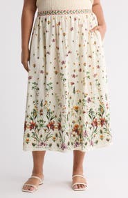MAX STUDIO Border Print Maxi Skirt