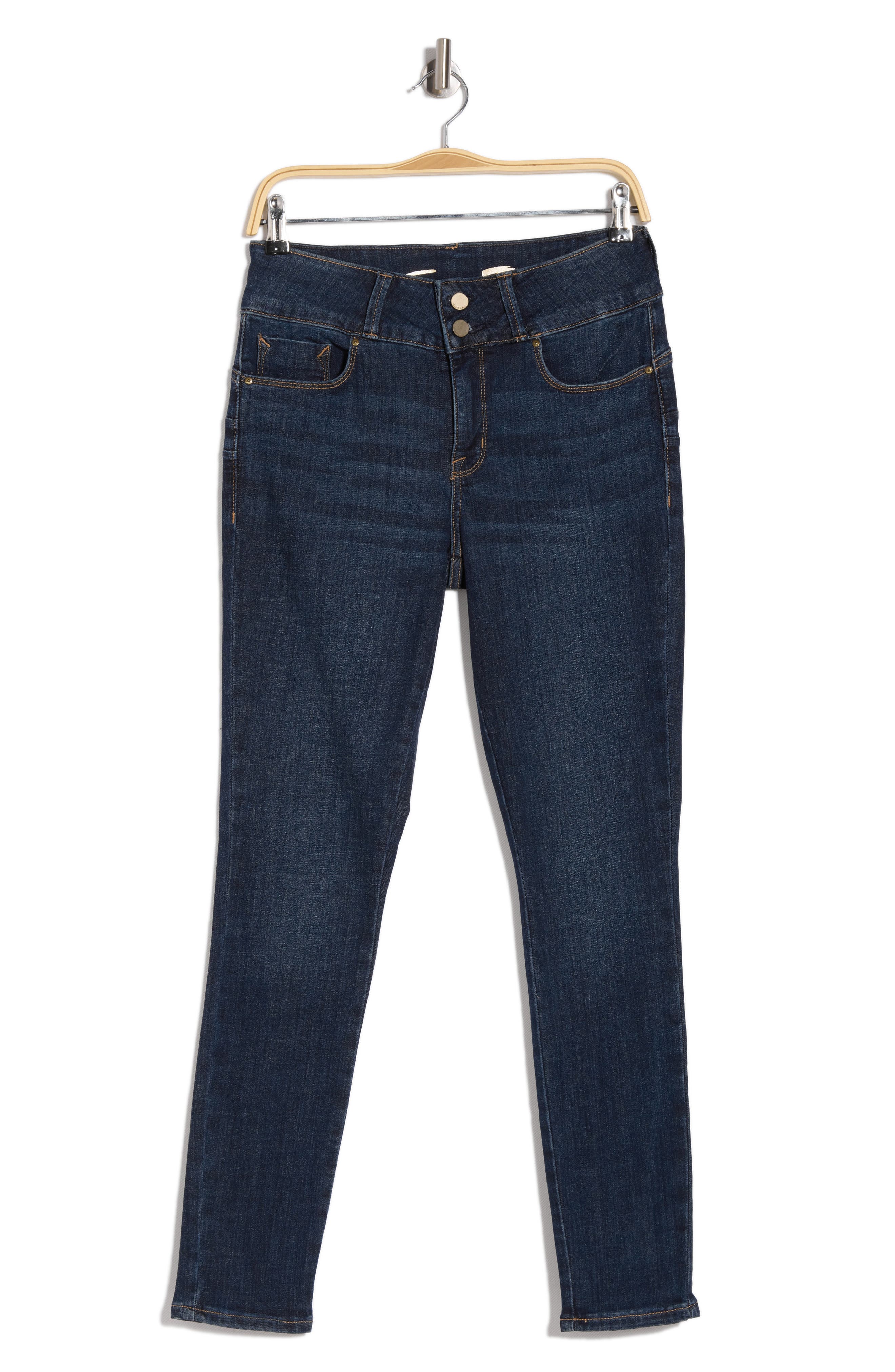 JEN7 Women's High Waist Ankle Skinny With Embroidery Jeans Blue Size 27