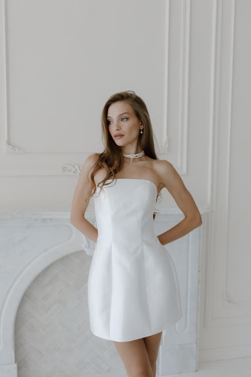 Untamed Petals Bianca Mini Dress In White
