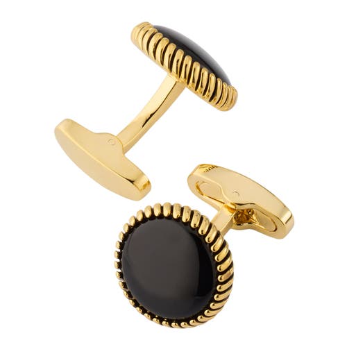 Link Up Round Cufflinks With Texture Border In Multi