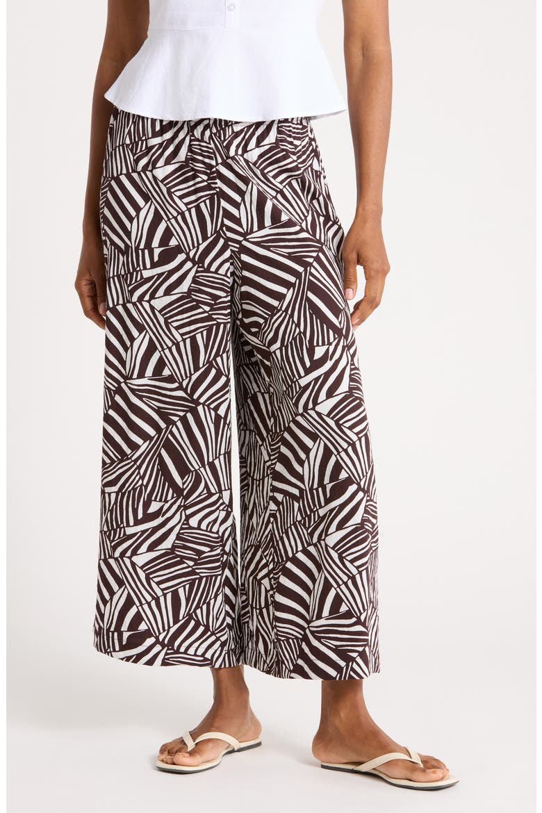 Wide Leg Pull-On Pants, Main, color, CHOCOLATE PATCHWORK STRIPE