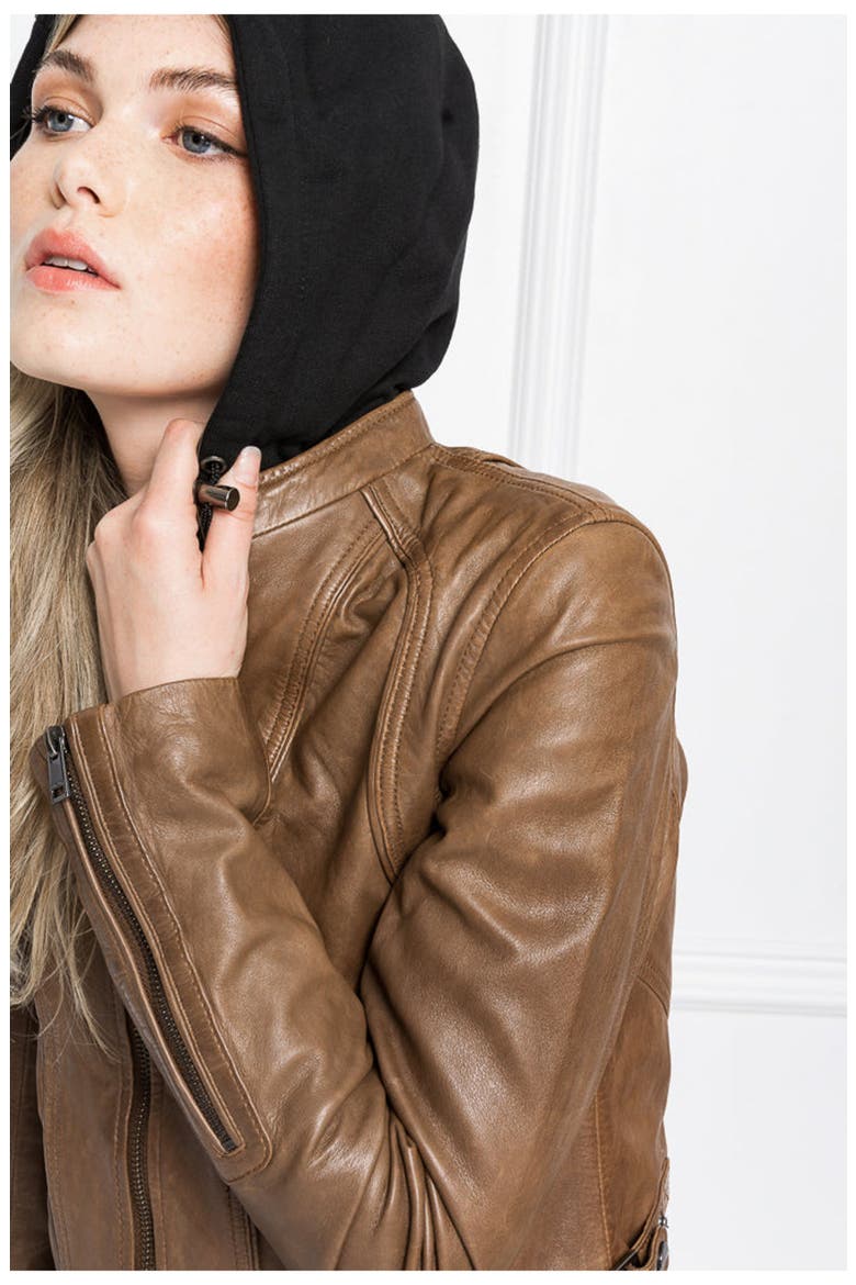 ARLETTE | Leather Biker Jacket, Alternate, color, rawhide