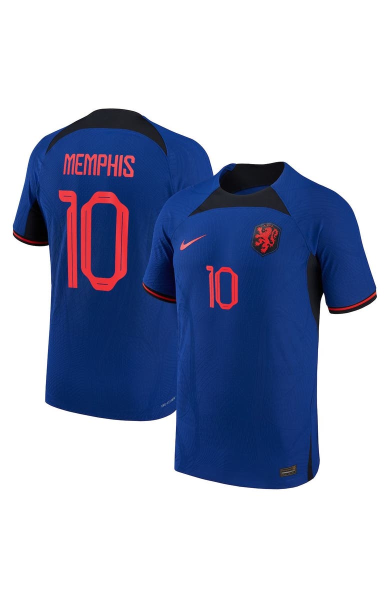 Nike Men's Nike Memphis Depay Blue Netherlands National Team 2022/23 Away Vapor Match Authentic Player Jersey, Alternate, color, 
