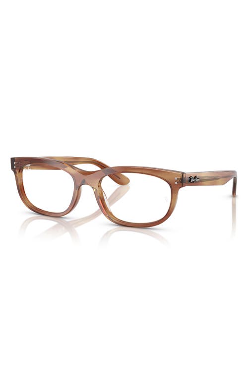 Ray Ban Ray-ban Pillow 56mm Oval Optical Glasses In Striped Brown