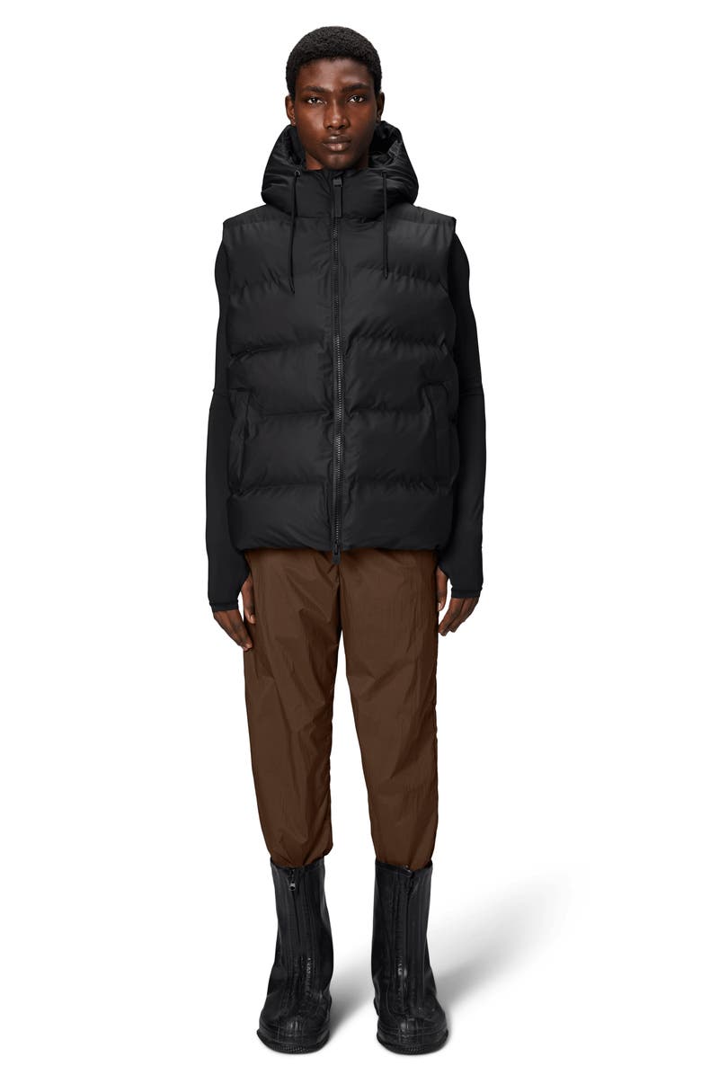 Rains Alta Hooded Waterproof Puffer Vest, Alternate, color,