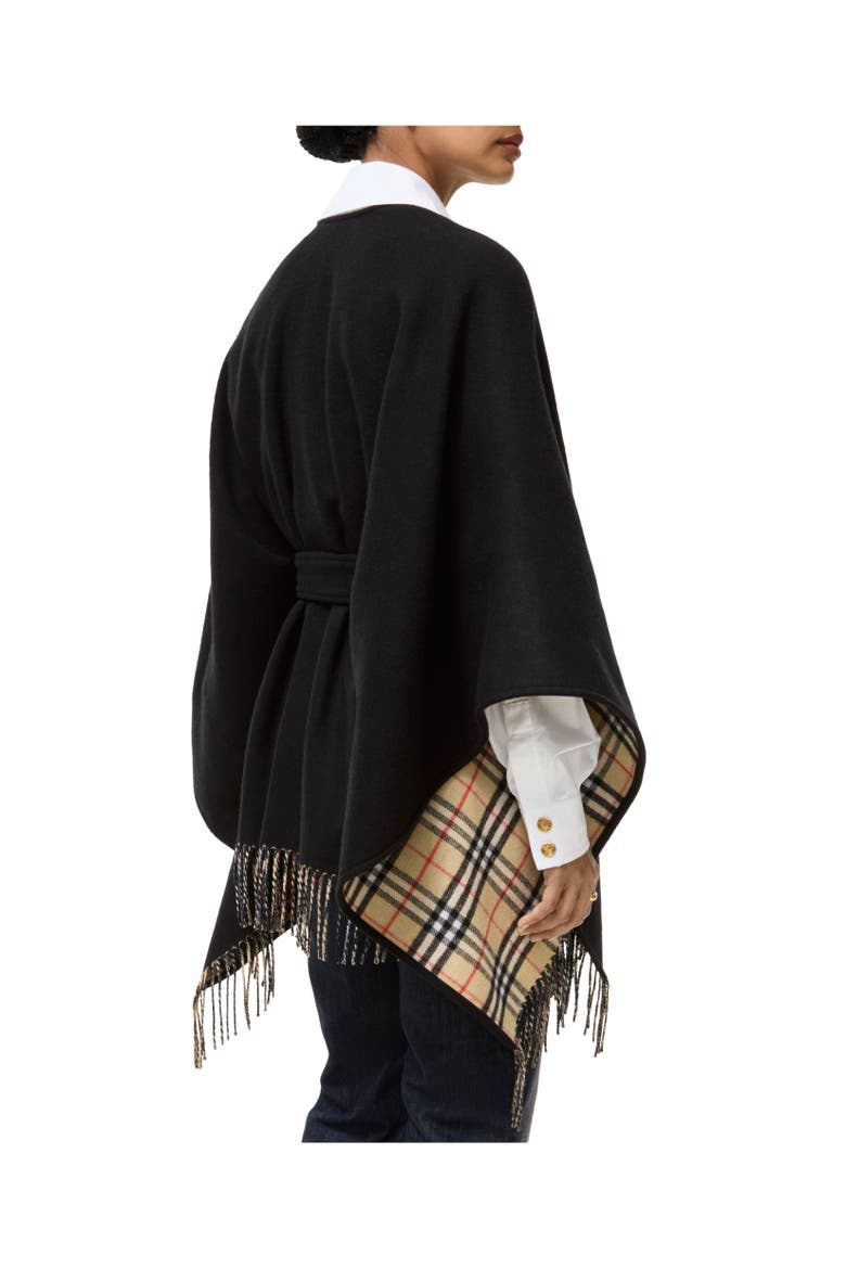 Wool Tay Cape, Alternate, color, Black/sand beige