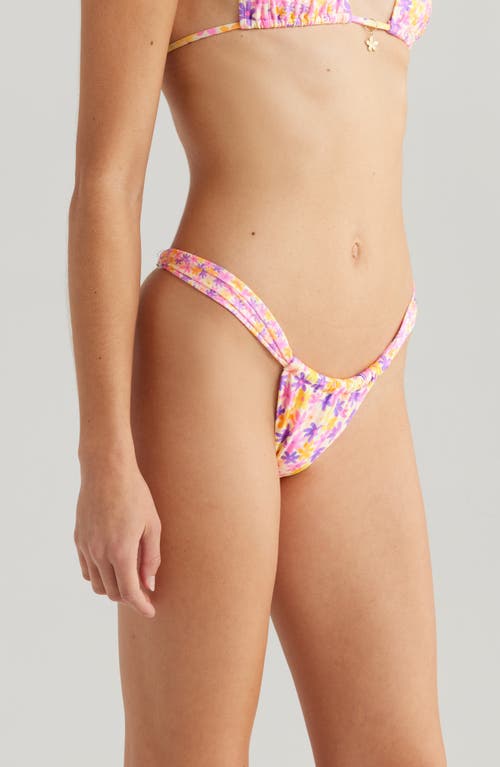 Kulani Kinis Ruched Thong Bikini Bottoms In Daisy Dreamer