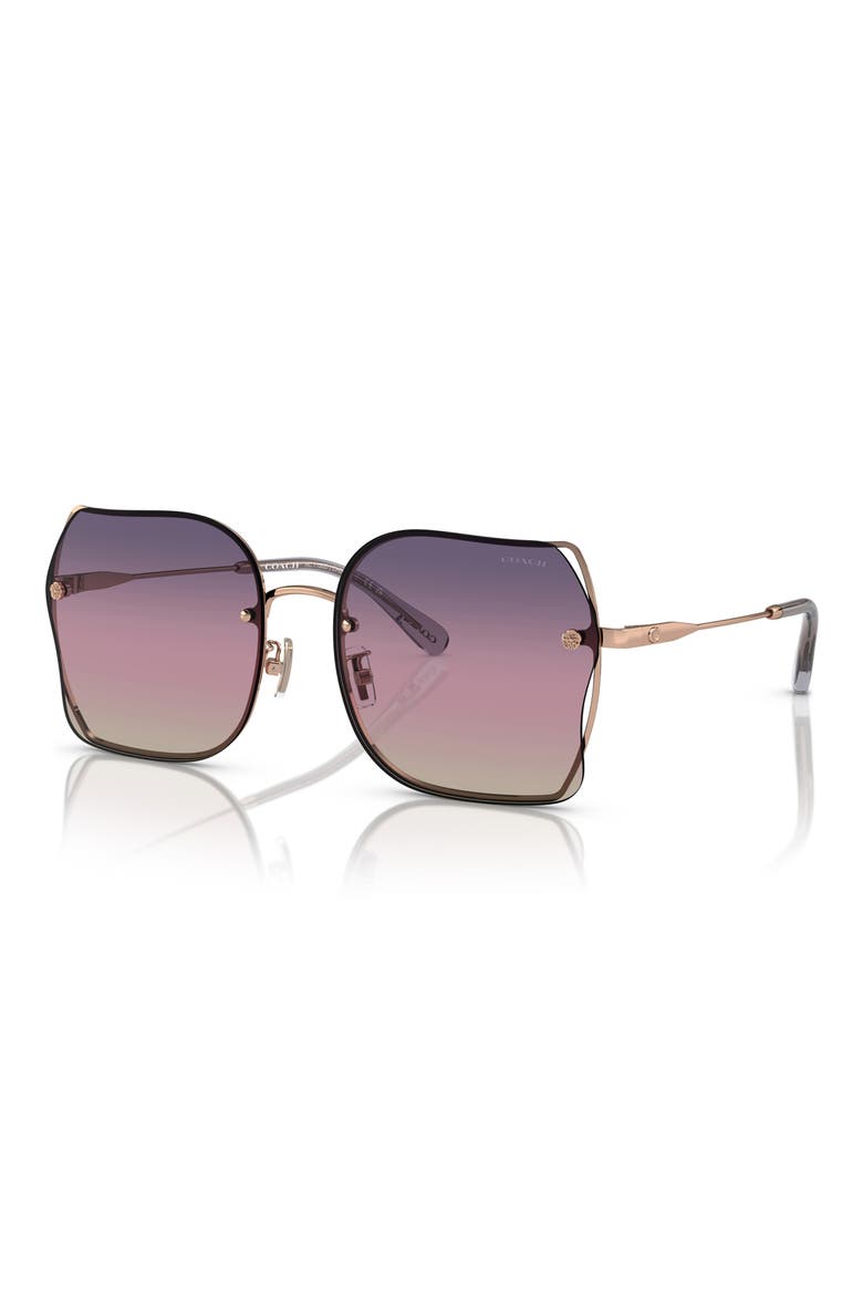60mm Square Sunglasses, Alternate, color, ROSE GOLD / PURPLE PINK PEACH