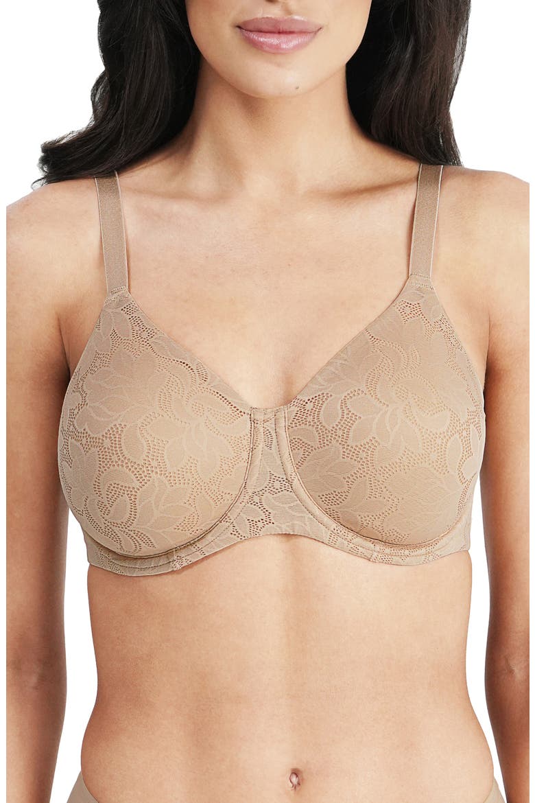 Jacqueline Jacquard Lace Minimizer Underwire Bra, Main, color, MOCHA