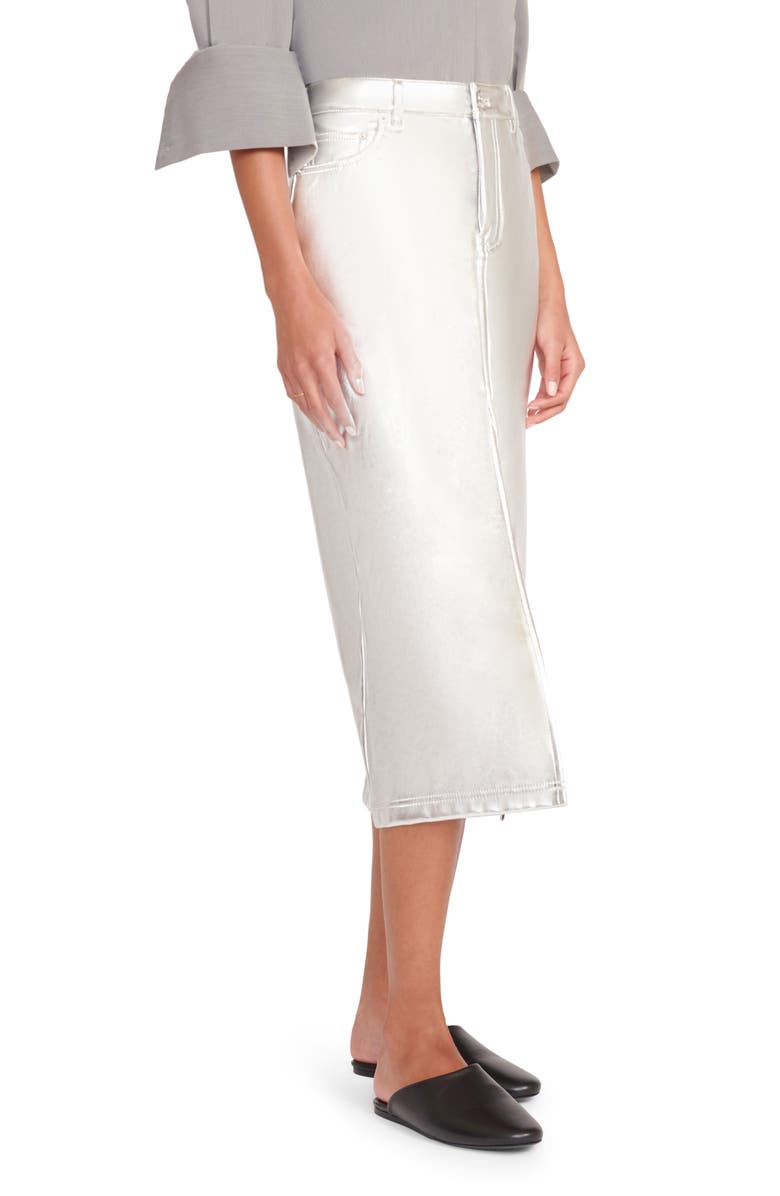 STAUD Oaklyn Metallic Faux Leather Skirt, Alternate, color, 