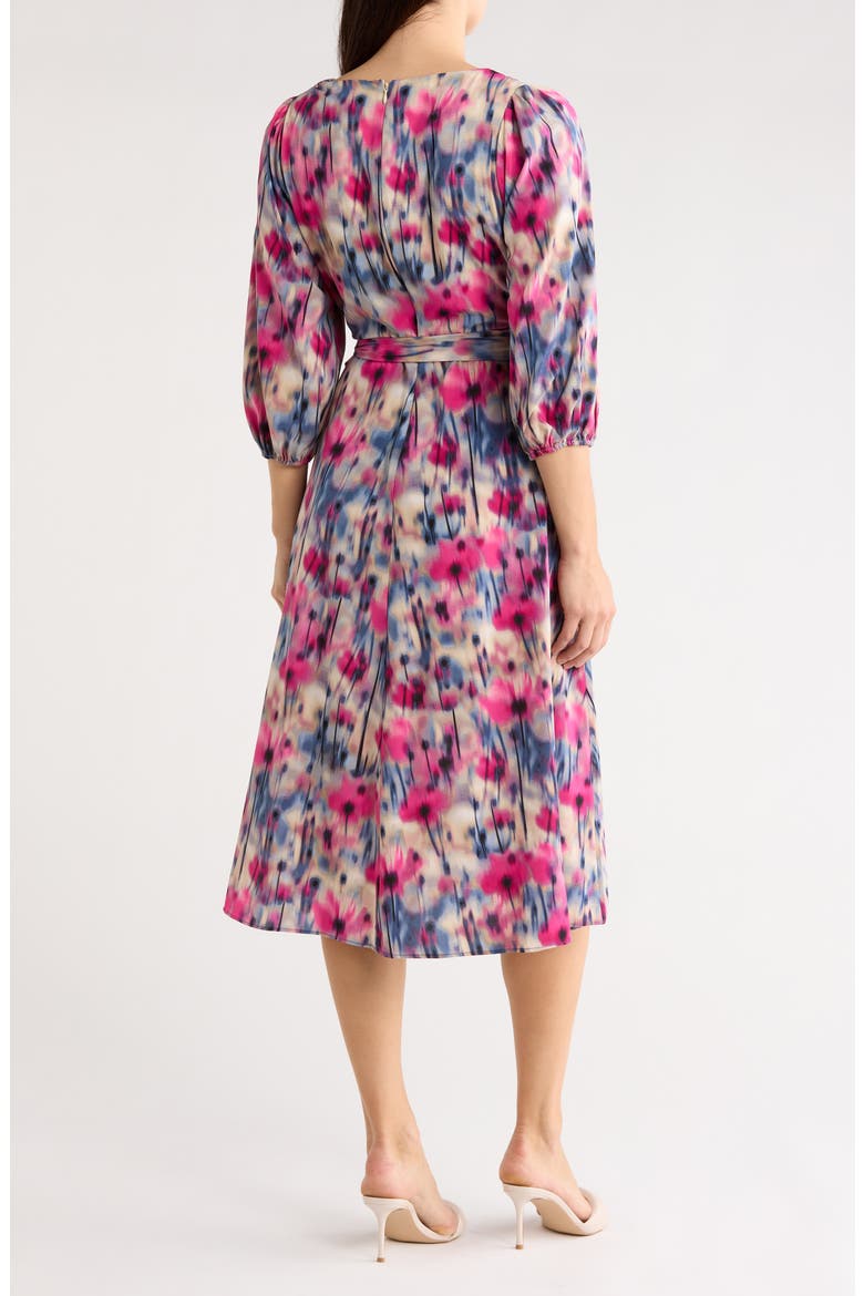Balloon Sleeve Faux Wrap Midi Dress, Alternate, color, ALL OVER DAYDREAM FLORAL