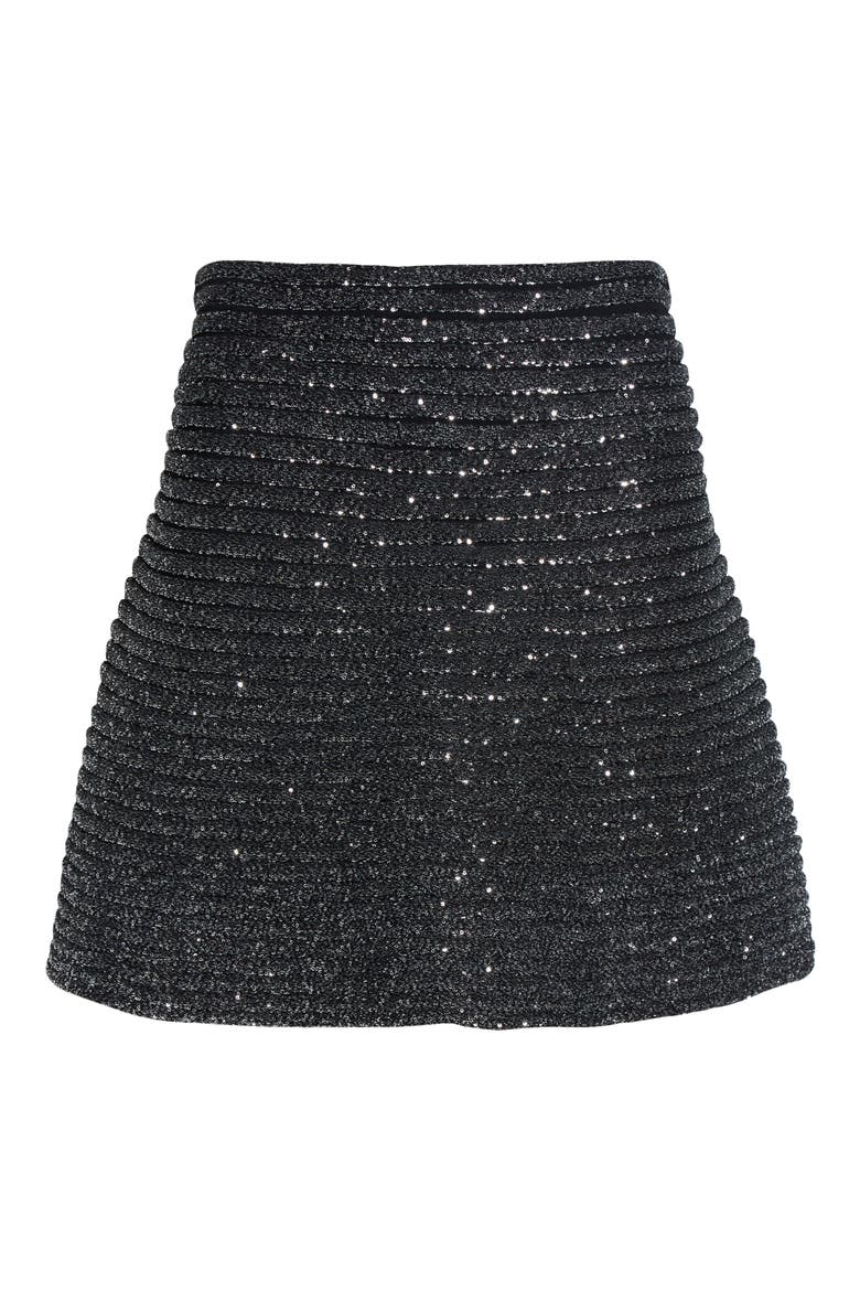 Sequin Rib Skater Skirt, Main, color, NOIR ALAIA