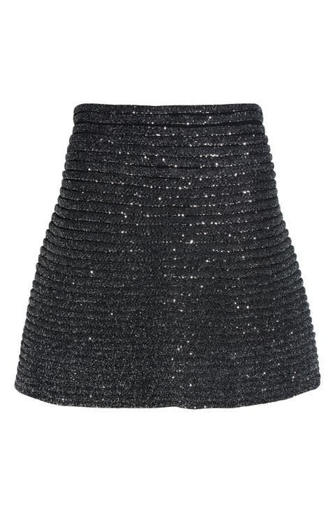 Sequin Rib Skater Skirt