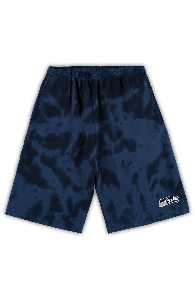 PROFILE Men's College Navy Seattle Seahawks Big & Tall Tie-Dye Shorts, Main, color, 