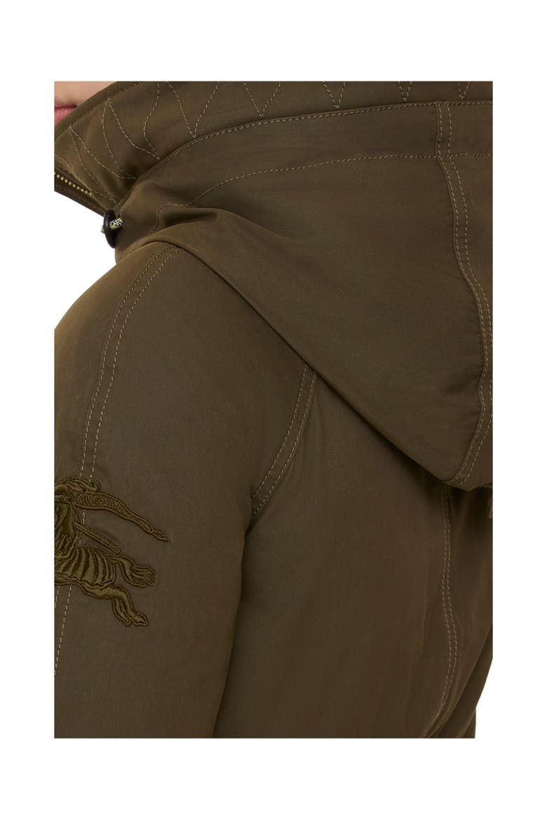 Shearling Trim Gabardine Parka, Alternate, color, Juniper green