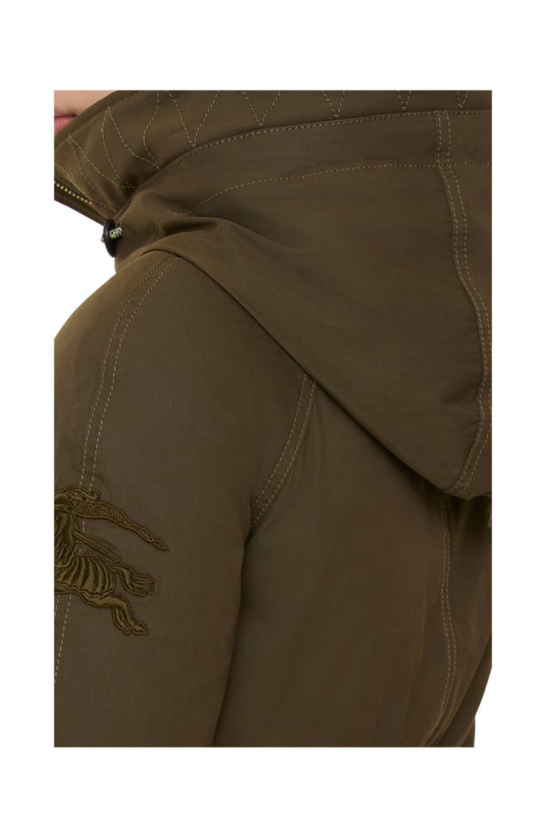 Burberry Shearling Trim Gabardine Parka, Alternate, color, Juniper Green