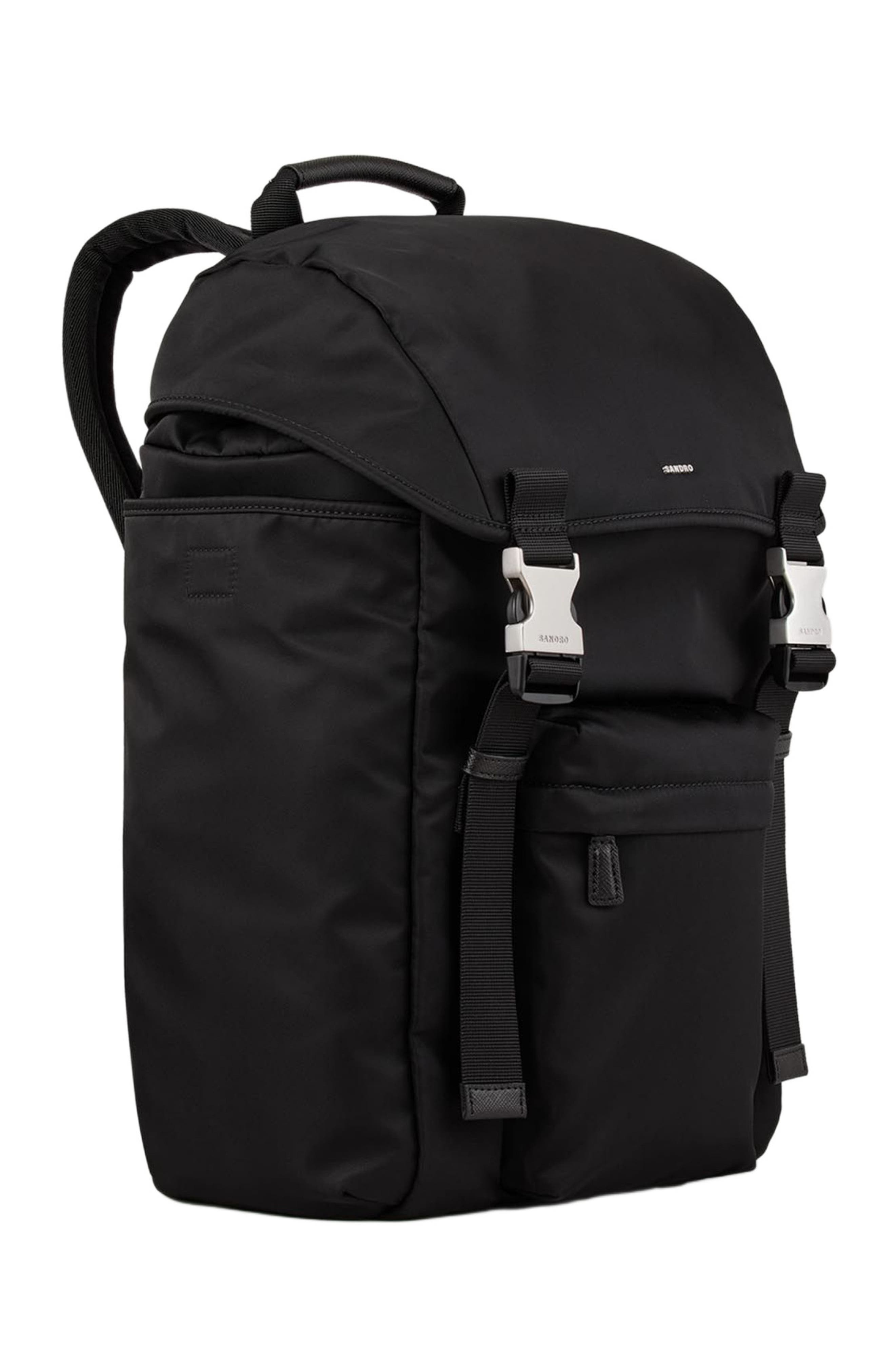 SANDRO Recycled leather backpack, Main, color, Black