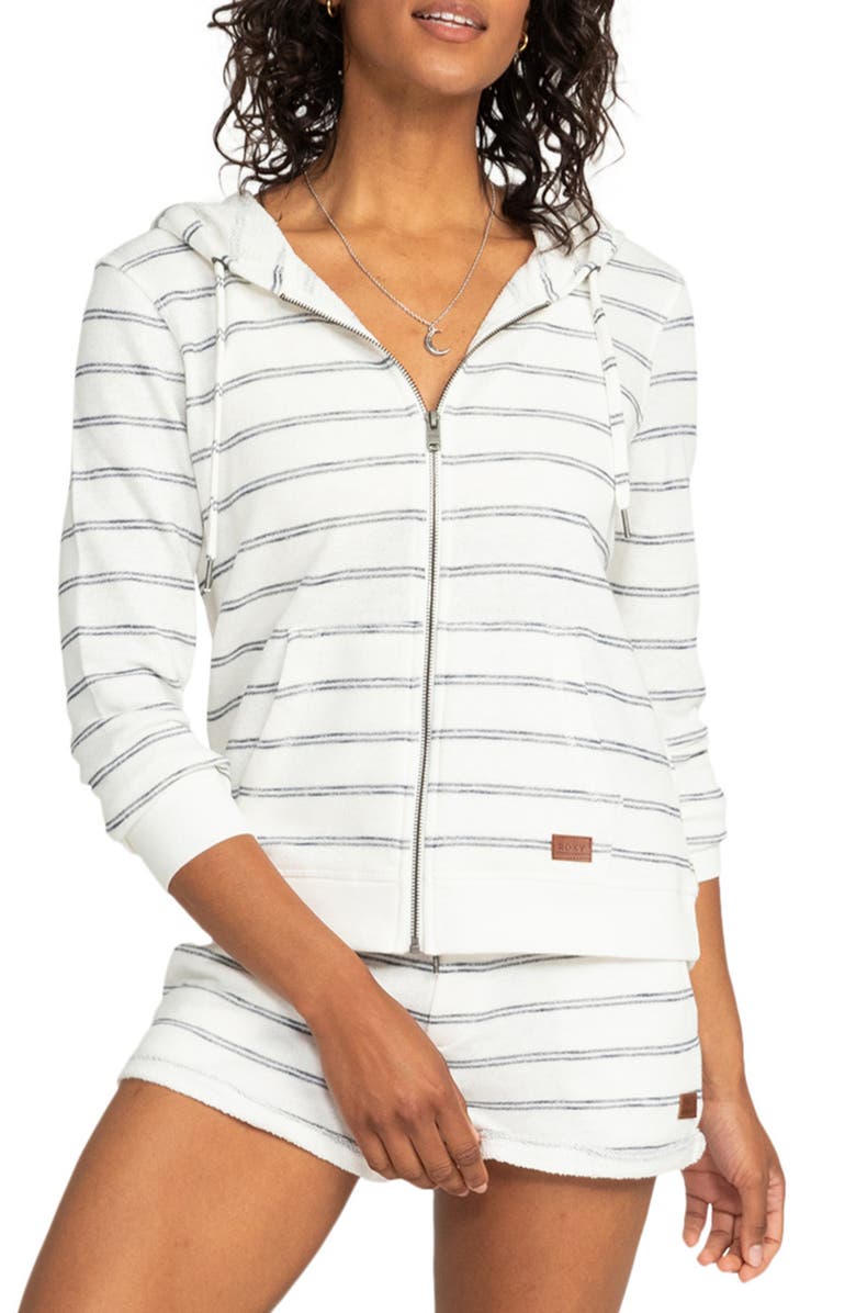 Roxy Perfect Wave Stripe Hoodie, Main, color, Snow White