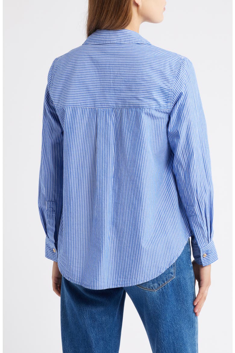 Bentley Stripe Long Sleeve Cotton Button-Up Shirt, Alternate, color, ROYAL NIGHT