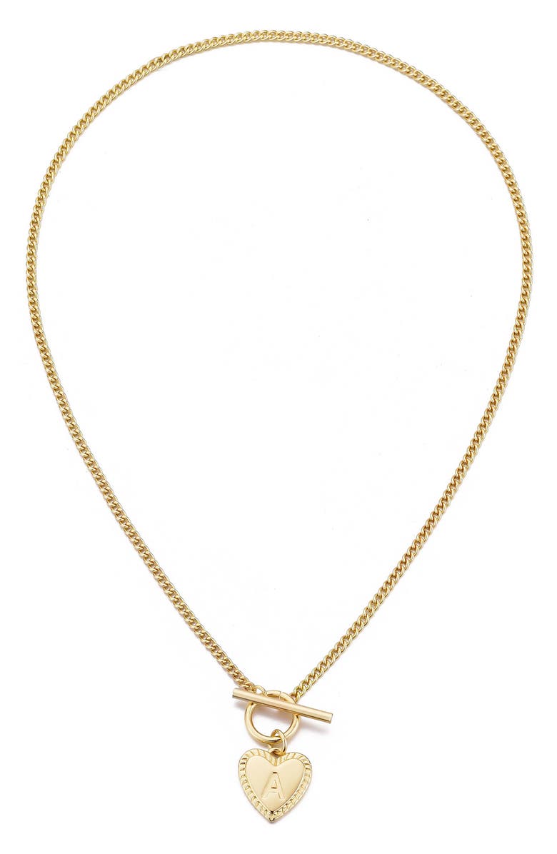 Adornia Initial Heart Toggle Necklace, Alternate, color, Gold-A