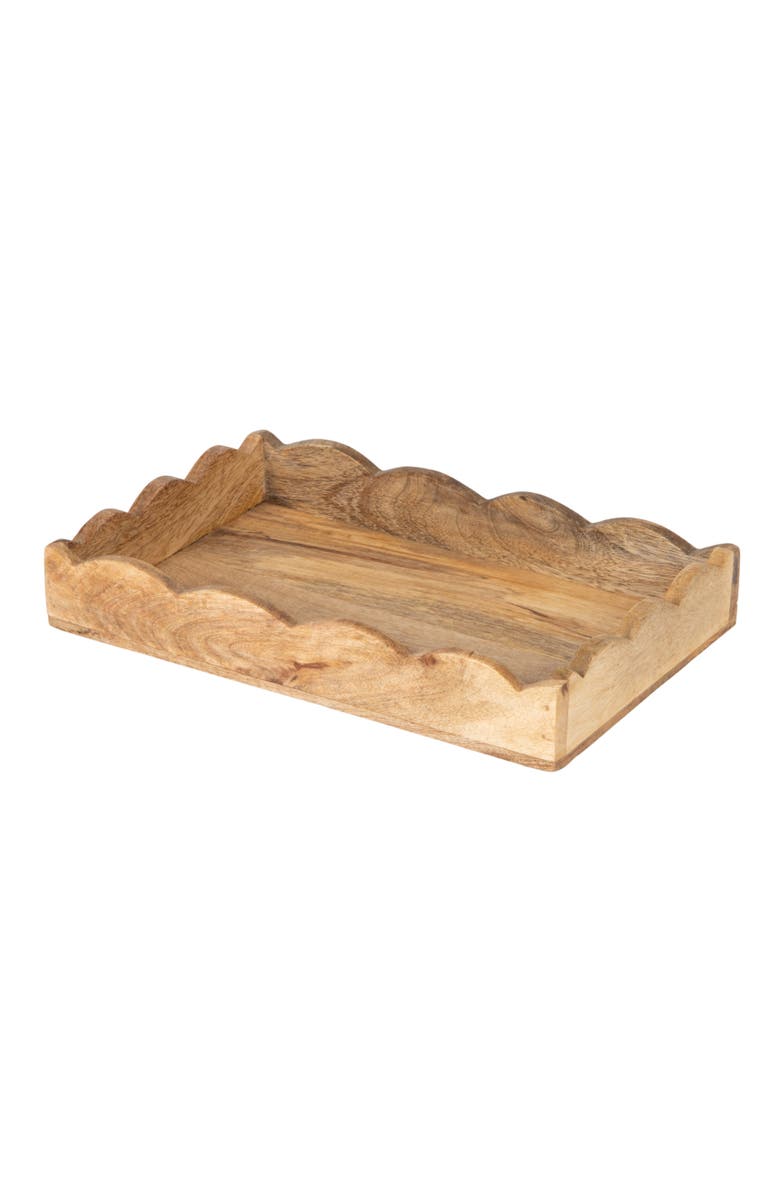 Storied Home Mango Wood Scalloped Tray, Natural, Main, color, Natural