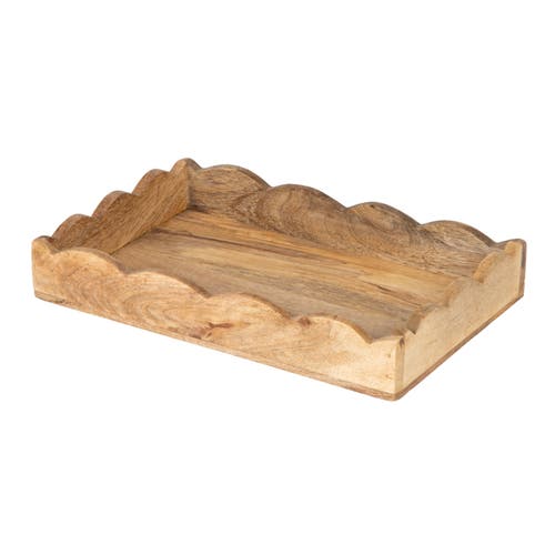 Storied Home Mango Wood Scalloped Tray, Natural In Brown